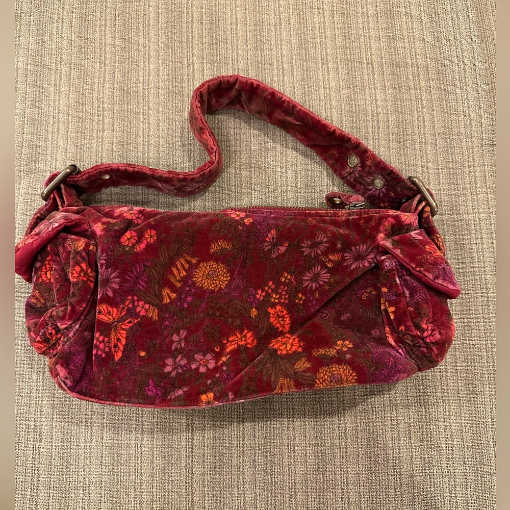 GAP Floral Velvet Hobo Shoulder Bag - Red and Orange